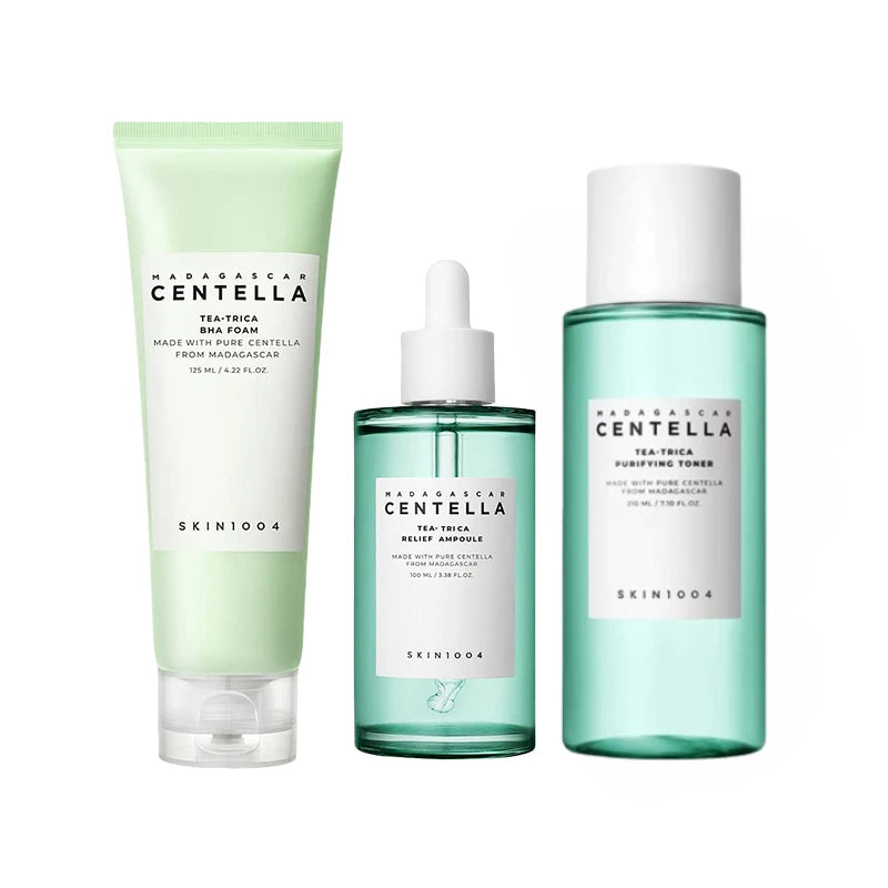 Colección x3 Centella Tea-Trica (espuma BHA, ampolla calmante, tónico purificante)