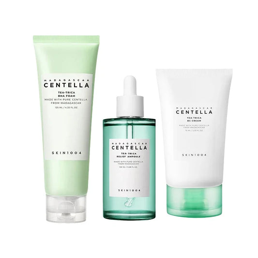 Colección x3 Centella Tea-Trica (espuma BHA, ampolla calmante, crema B5)